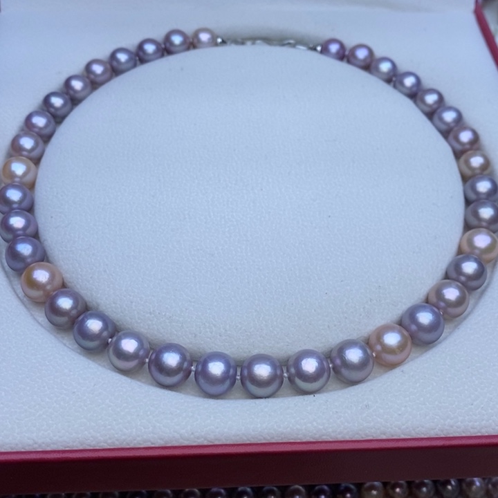 淡水珍珠项链未镶嵌10-11mm香芋紫 混彩