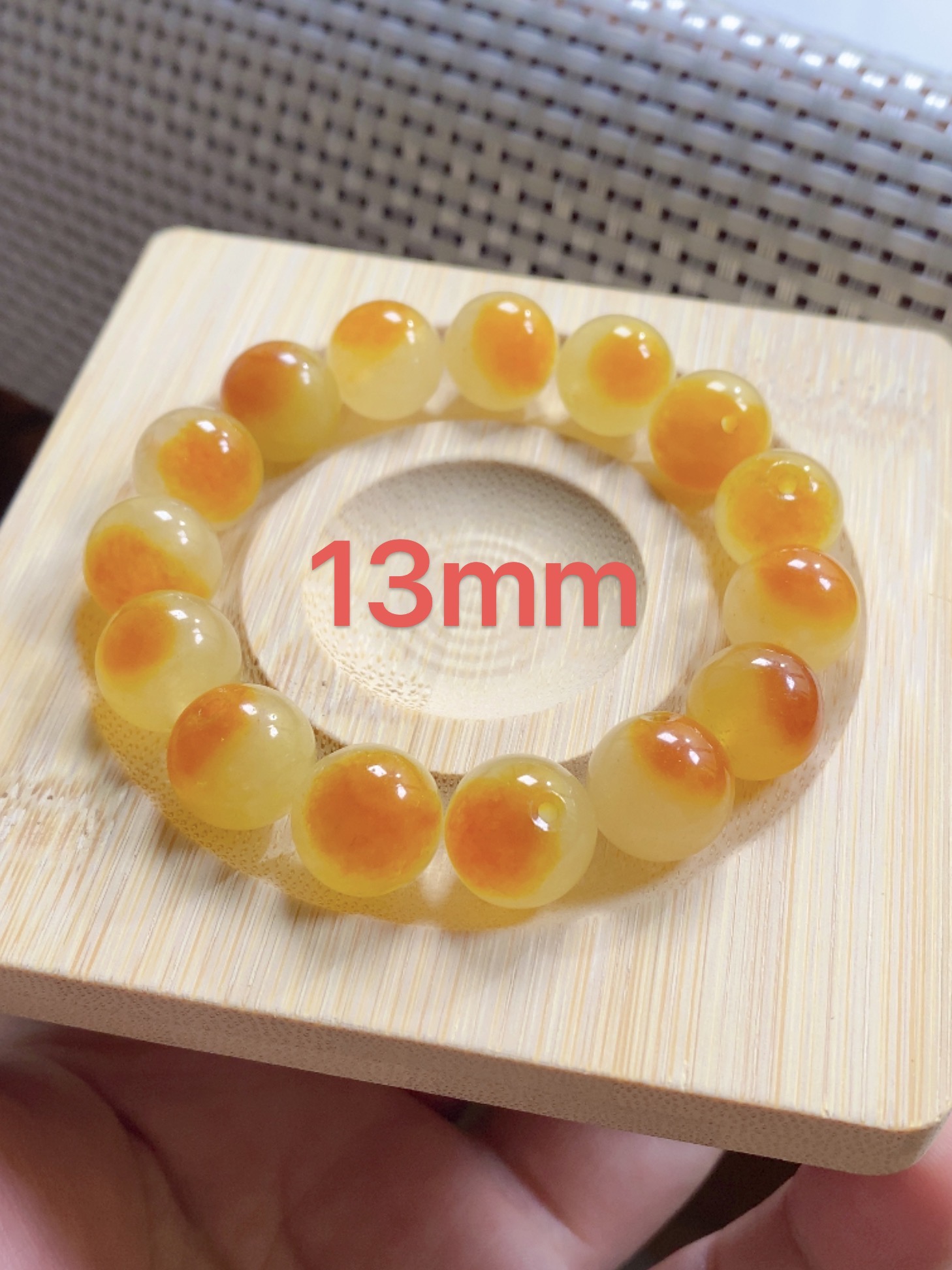 卡13MM缅翠矿口缅A冰糖黄鸡飘油黄珠串高货