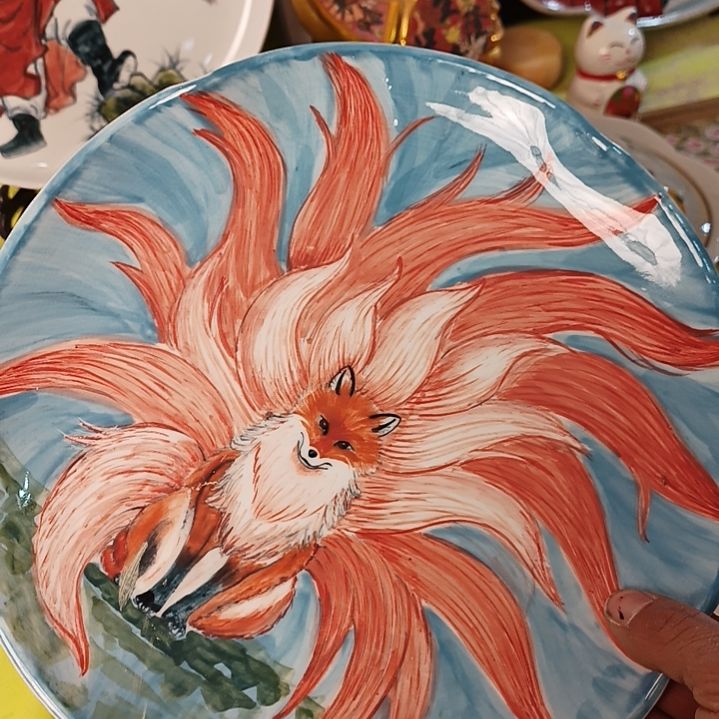 盘景德镇手绘釉下彩手绘