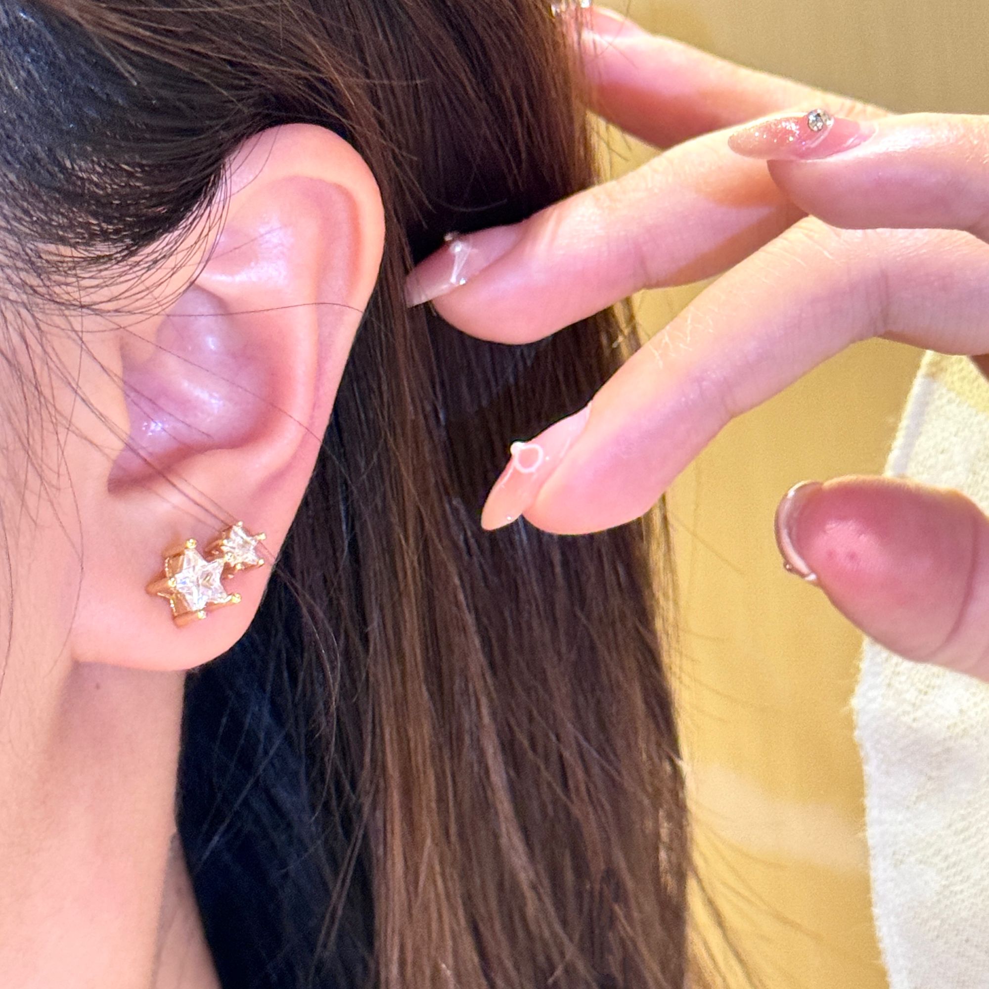 铜合金锆石耳饰 8010[五角星锆石耳钉套装】高级百搭日常款耳环