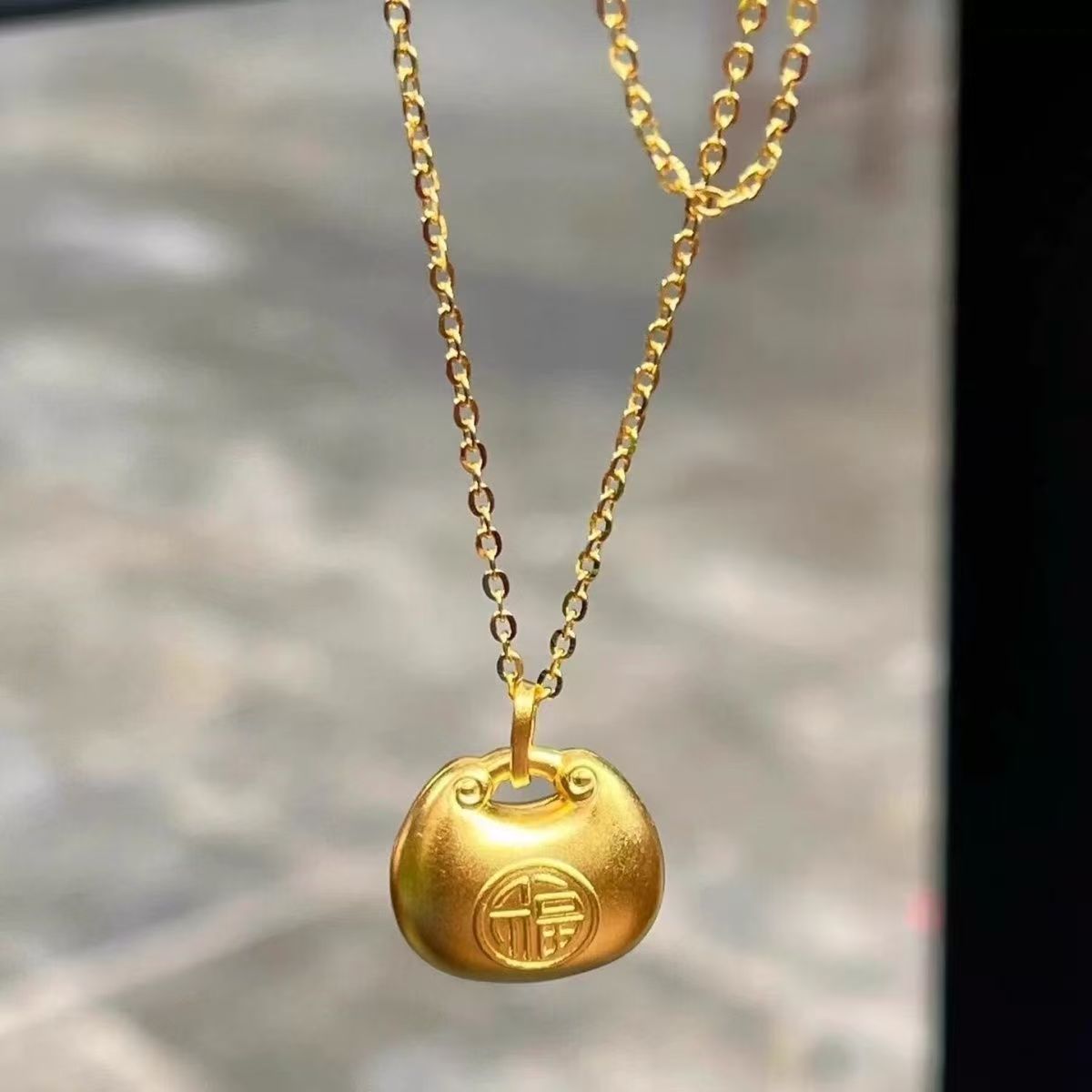  新中式福锁项链暴富小胖福袋项链