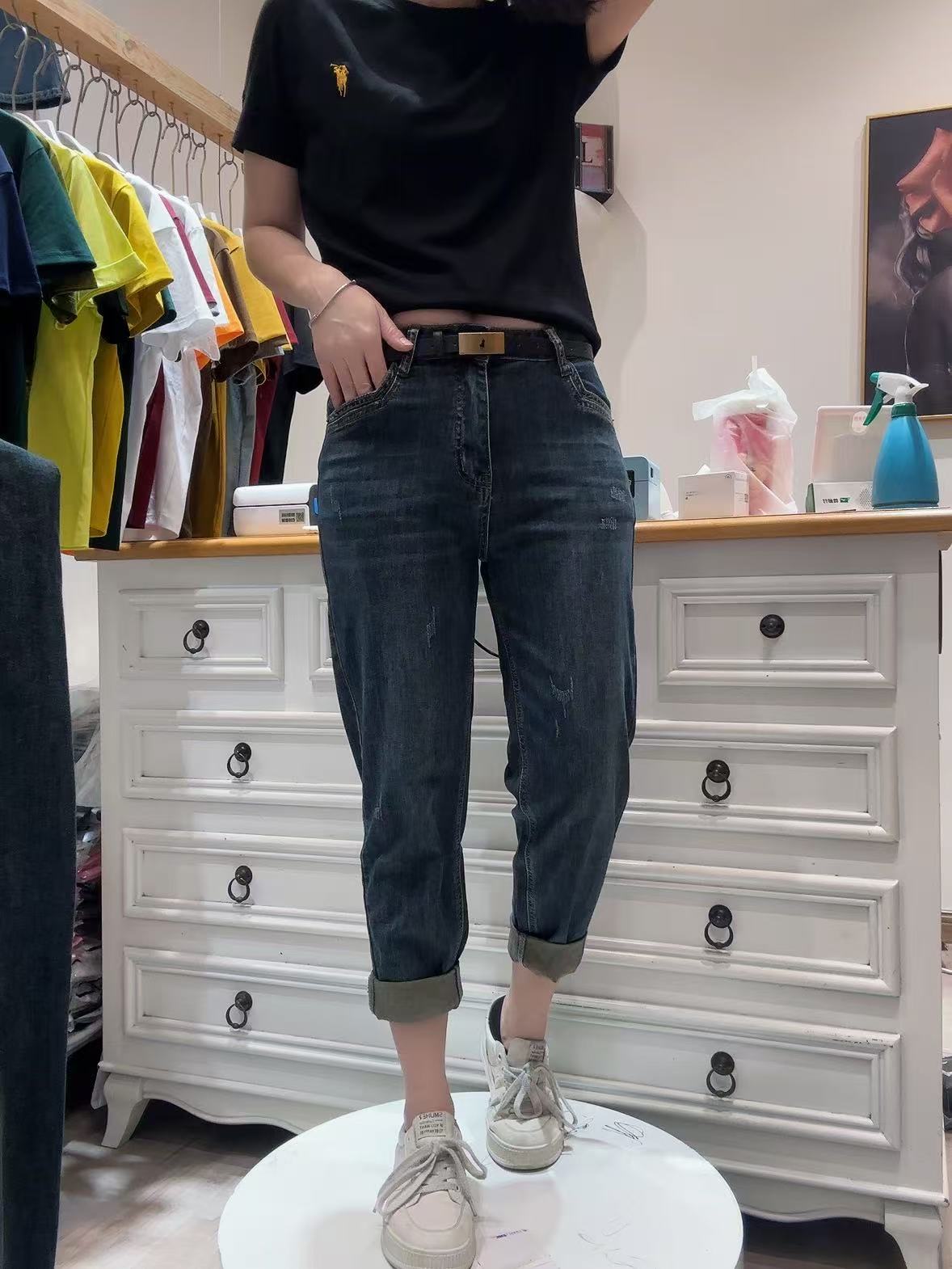 时尚潮流百搭显瘦中腰哈伦老爹牛仔裤97002