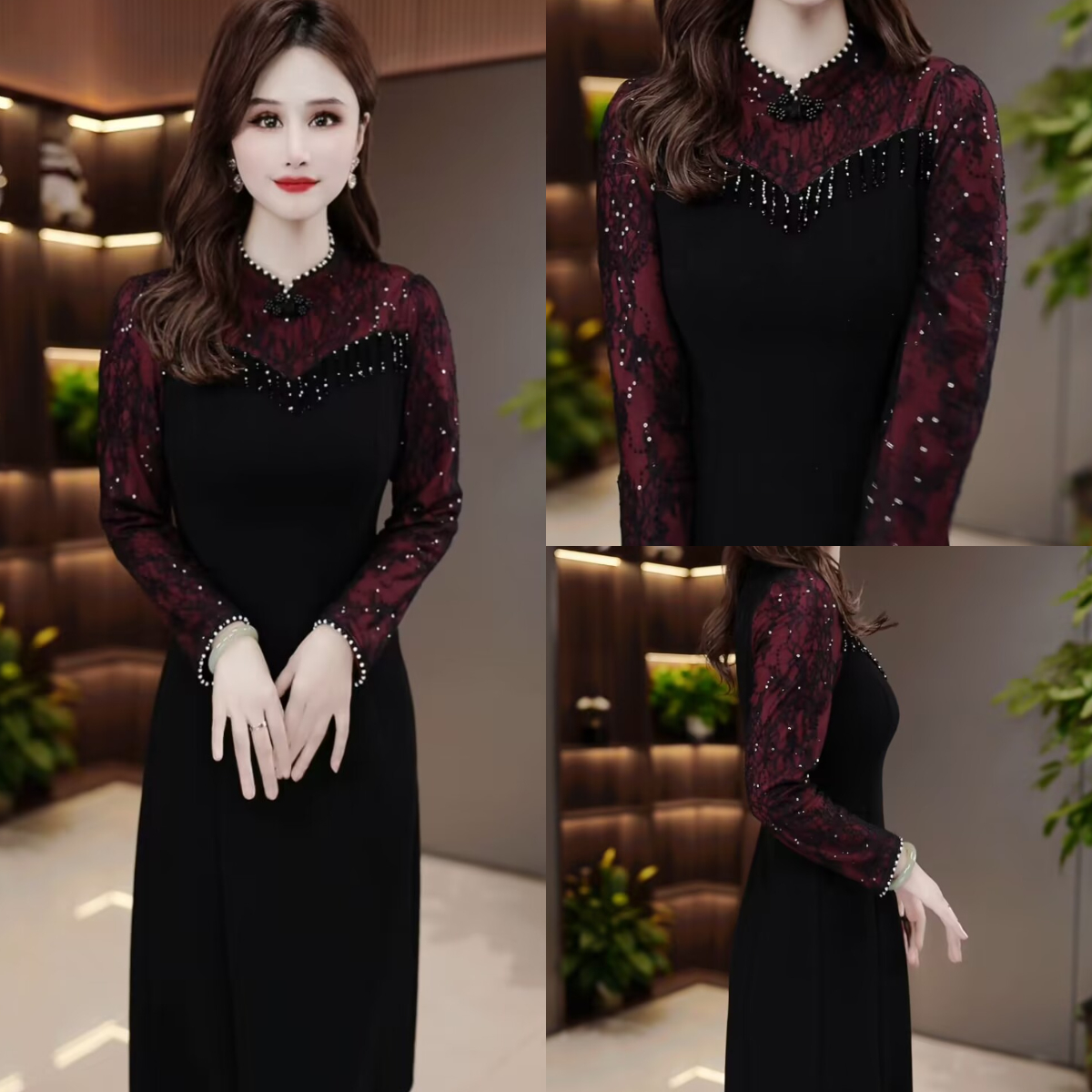 冬季时尚连衣裙2025冬季新款韩版显修身瘦气质遮肚裙子MY25K3320