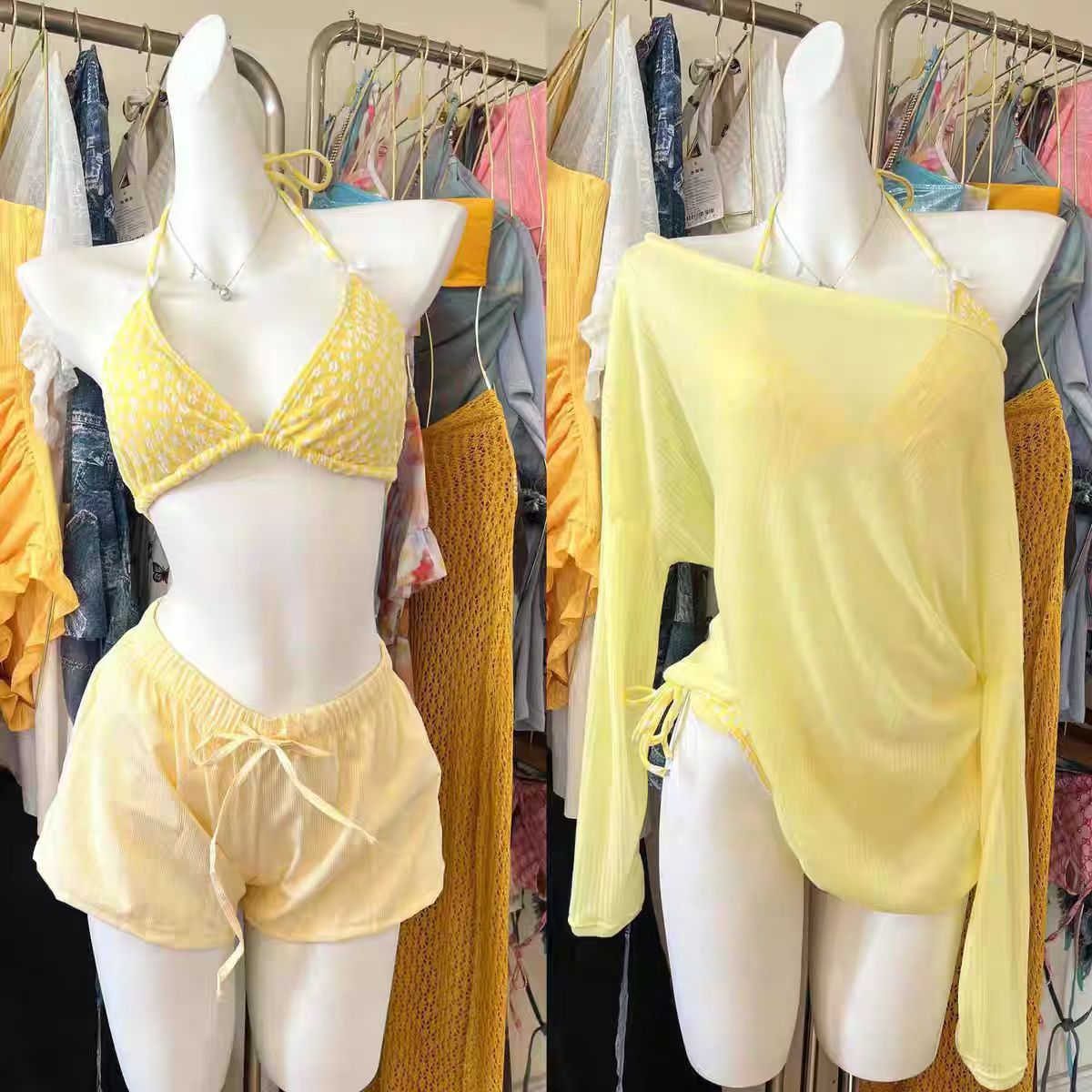 【气泡小碎花】分体绝美泳衣女高级感泡温泉纯欲性感海边度假泳装