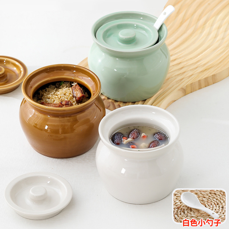 隔水炖家用带盖蒸菜鸡蛋羹汤盅炖罐专用蒸蛋碗煲汤小瓦罐