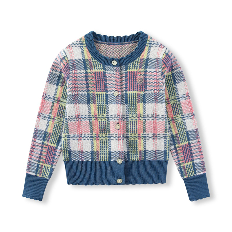 153小马标女童针织衫圆领开衫外套纯棉线衣毛衣