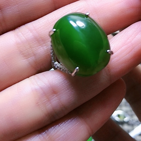 和田玉戒指银S925镶嵌
