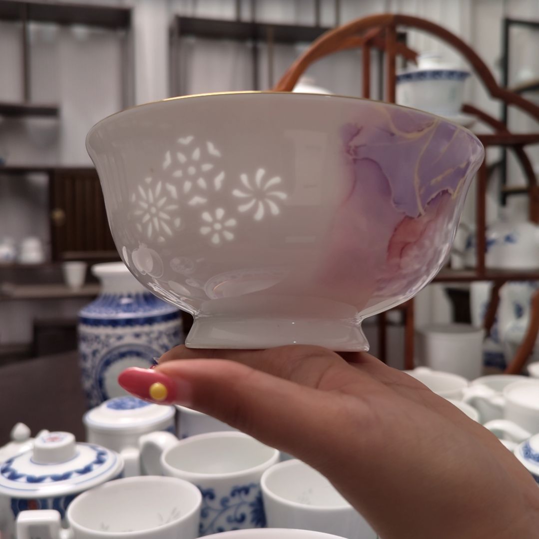 陶瓷浮想6寸高脚面碗两只装