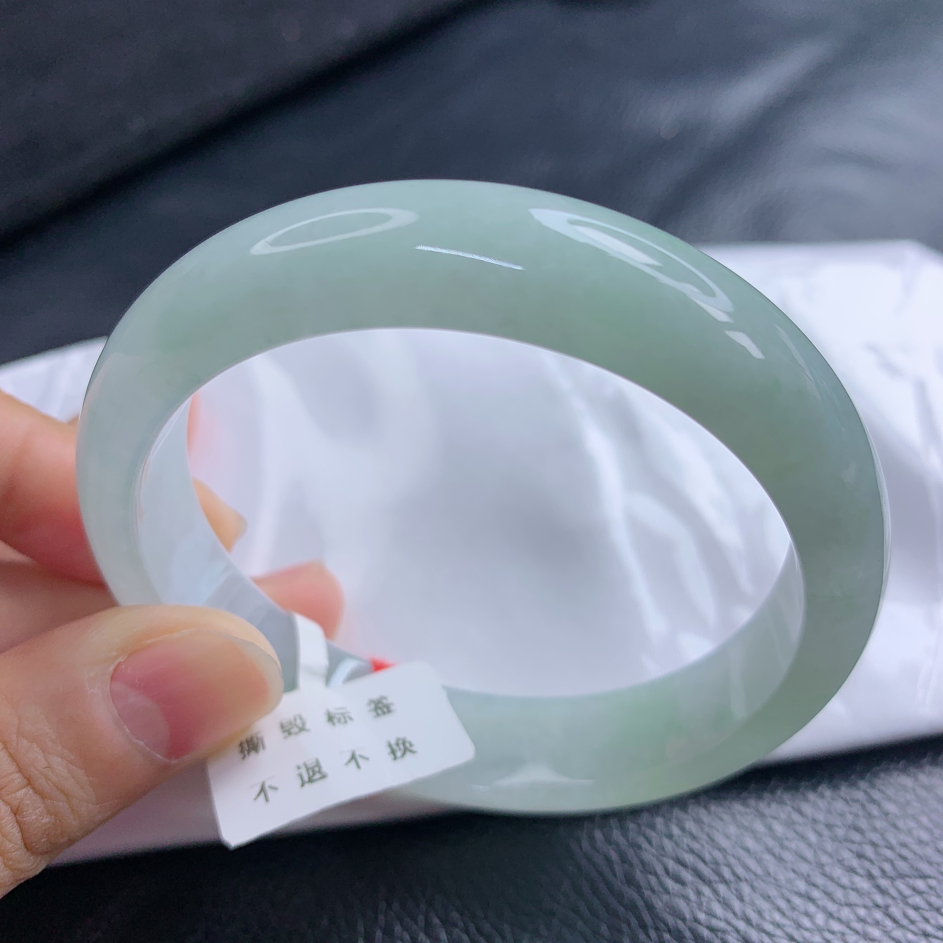 内径57.3mm缅甸天然A货翡翠好种起胶手镯正圈冰镯子胶感翡翠手镯