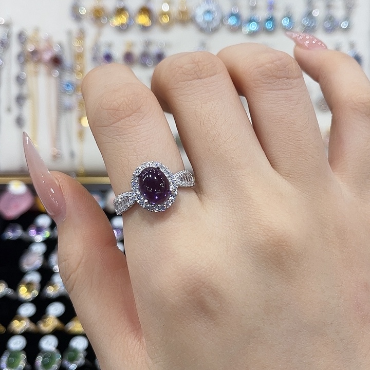 秋***影银S925镶嵌戒指紫晶