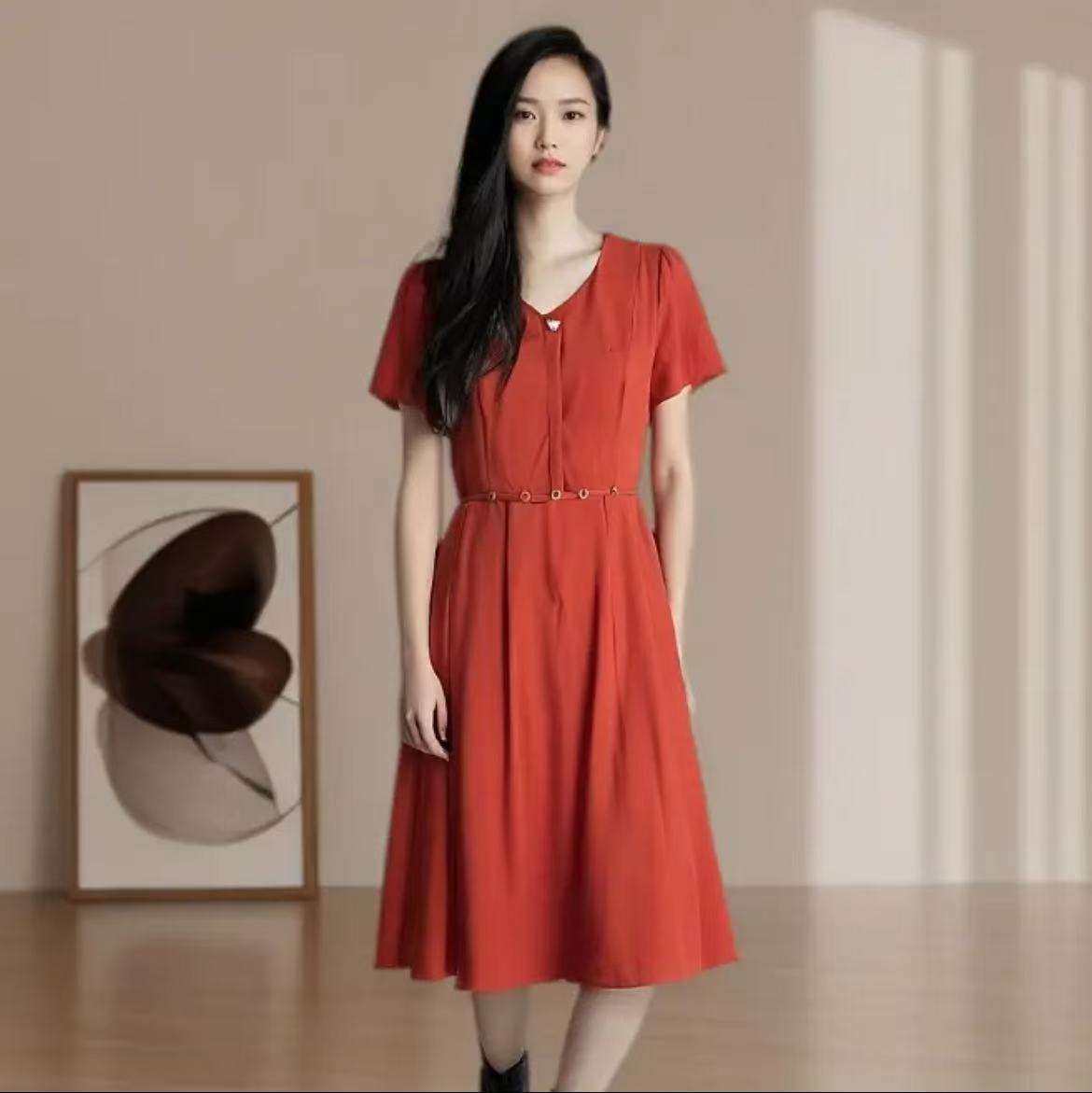 2533#夏季时尚收腰气质连衣裙【直播间为准】D1-2
