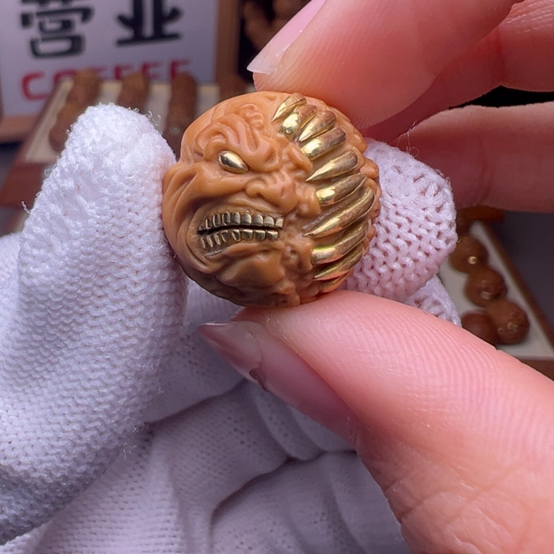 把件猴头核桃镶嵌款吞噬嗔怒佛爷全品有正常封口线