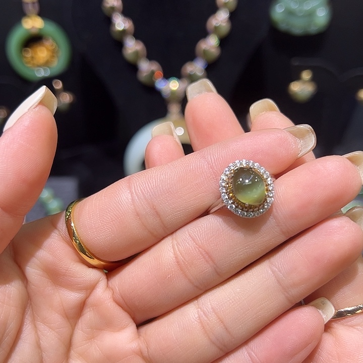 和田玉银S925镶嵌戒指