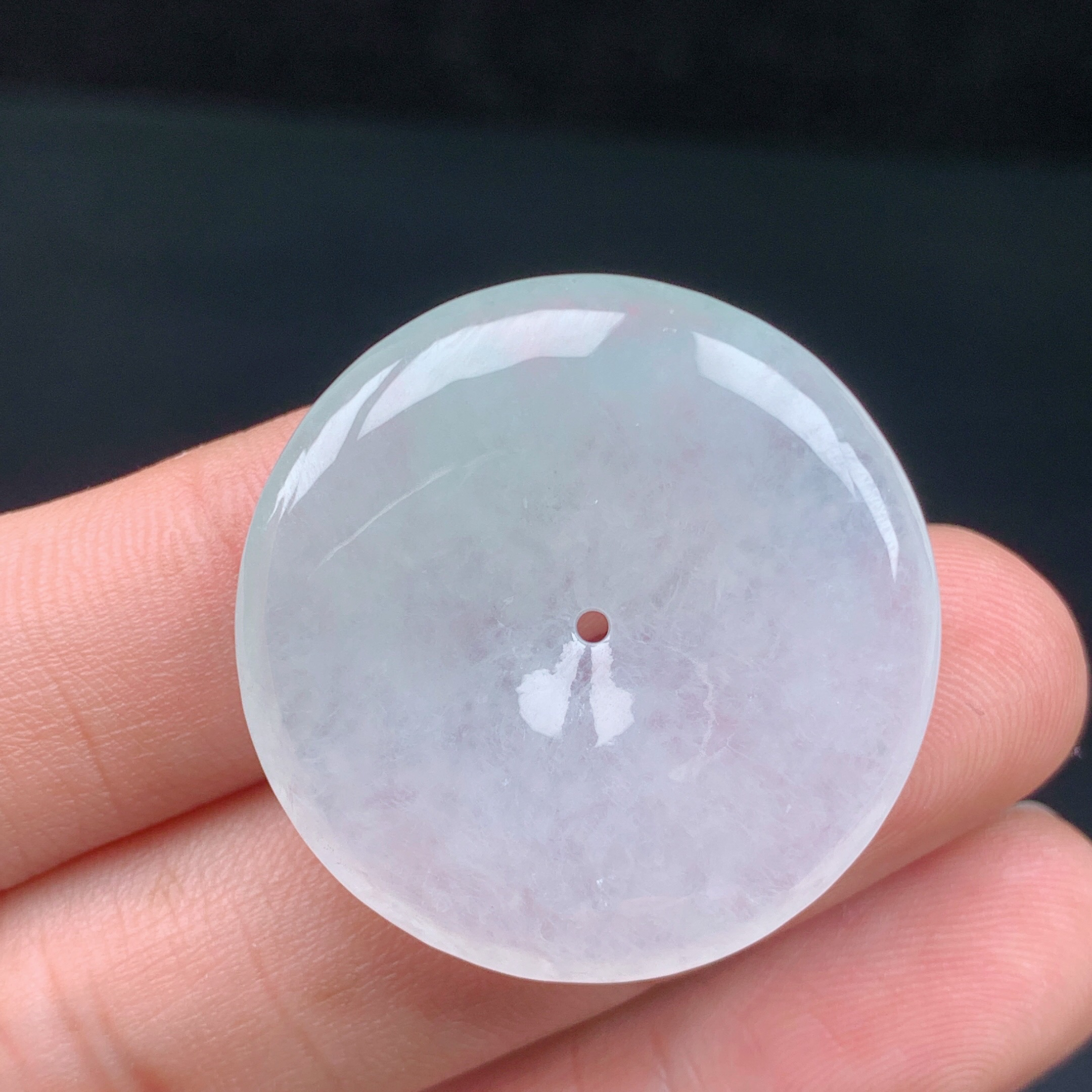 缅甸天然A货翡翠冰种白月光大平安扣吊坠 精美百搭通透大气清爽