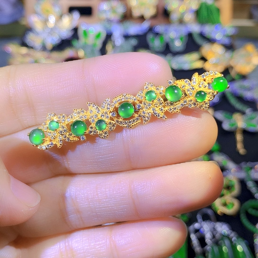 吊坠(不含链)银S925镶嵌翡翠