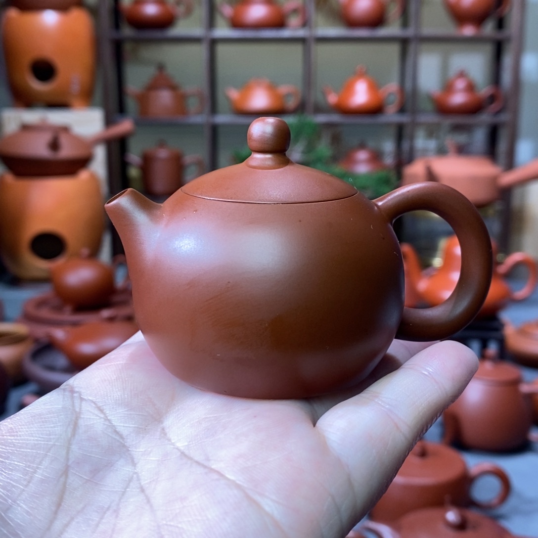 紫砂茶壶福利款潮州手拉壶全手拉壶朱泥小西施58cc
