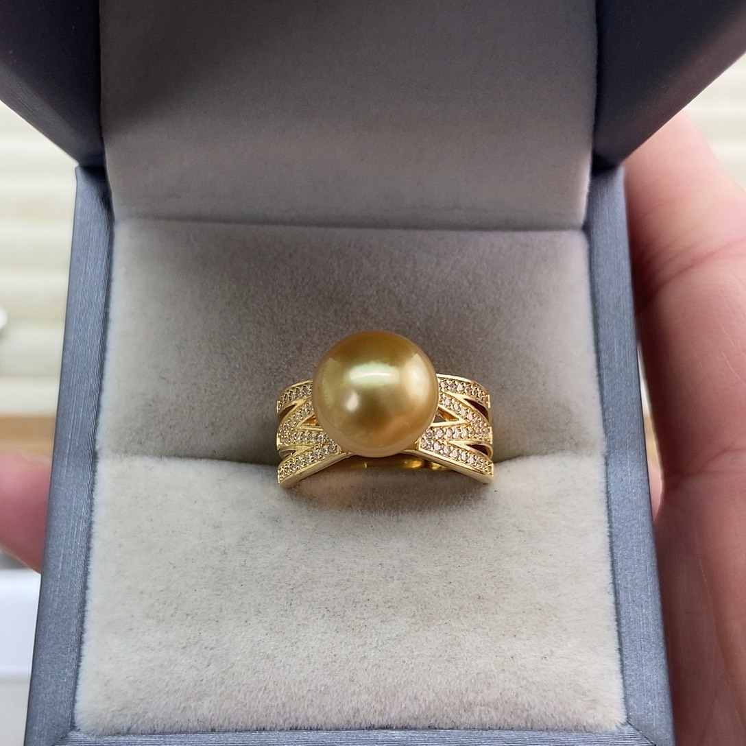 海水珍珠戒指银S925镶嵌