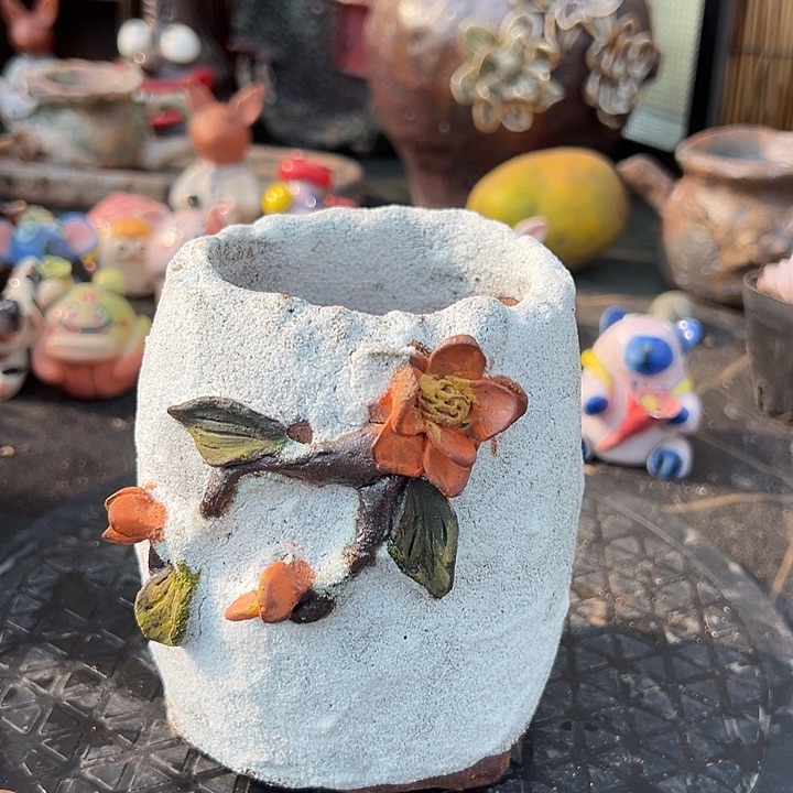 手工粗陶高温花盆