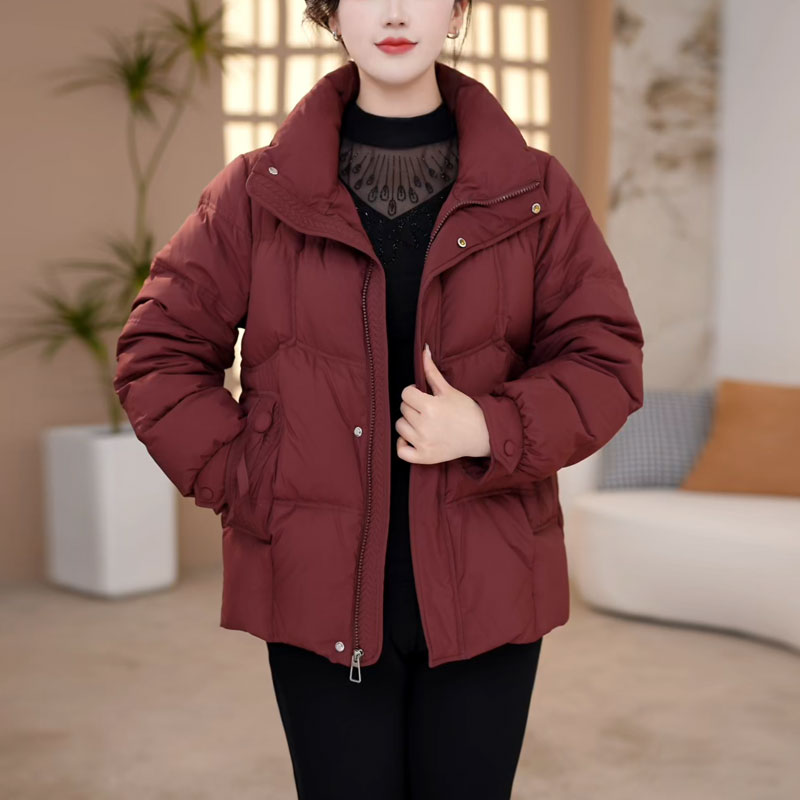 洋气立领羽绒服女冬2025年新款时尚加厚宽松休闲免洗白鸭绒外套