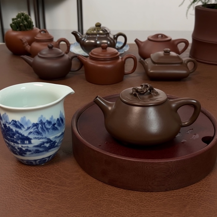 紫砂茶壶石瓢太湖石深井老紫泥壶