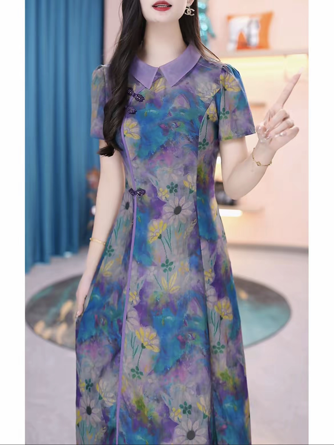 JQ191新款2025气质优雅时尚新中式国风改良旗袍连衣裙