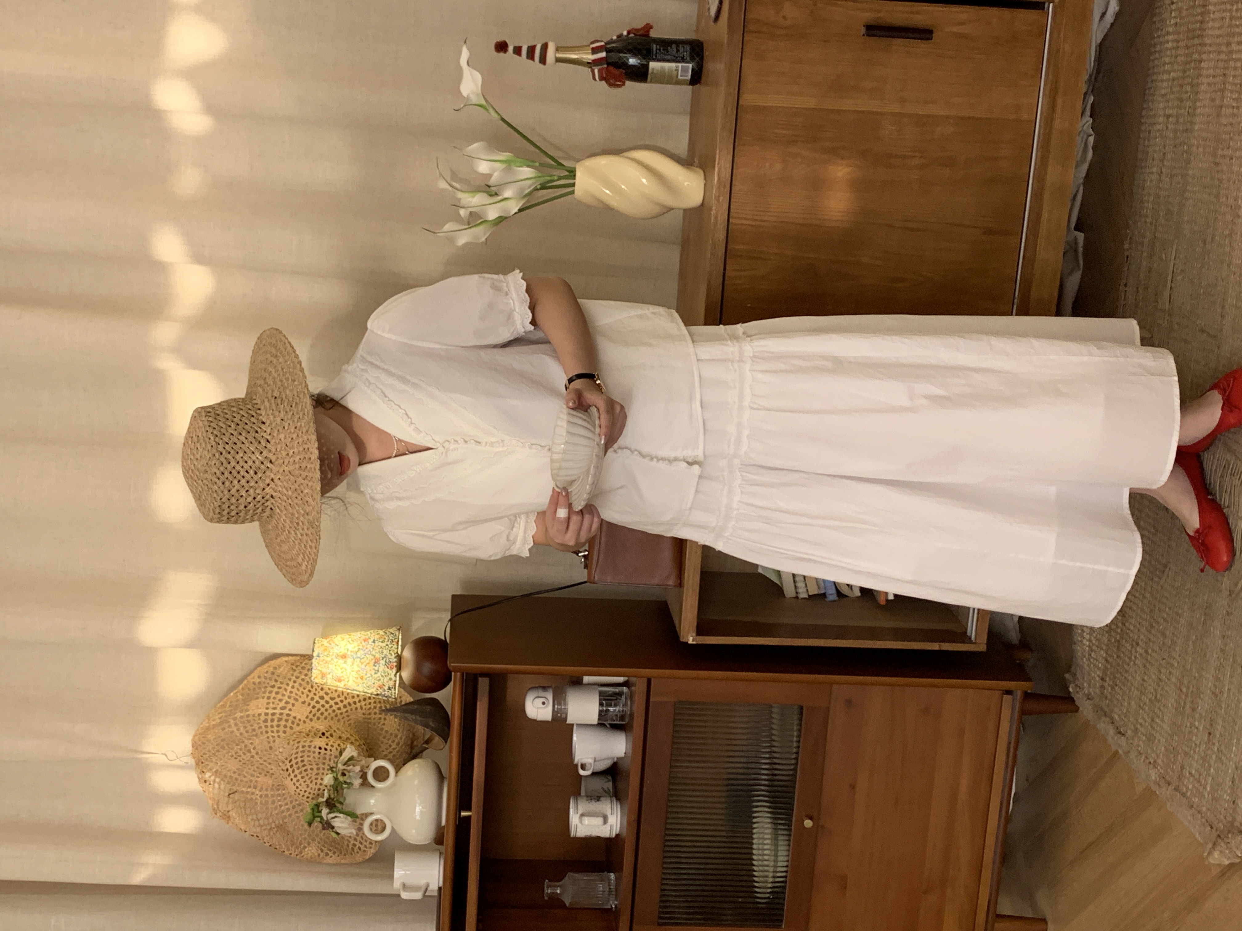 秋屿moment 百搭简约蕾丝花边短袖套装