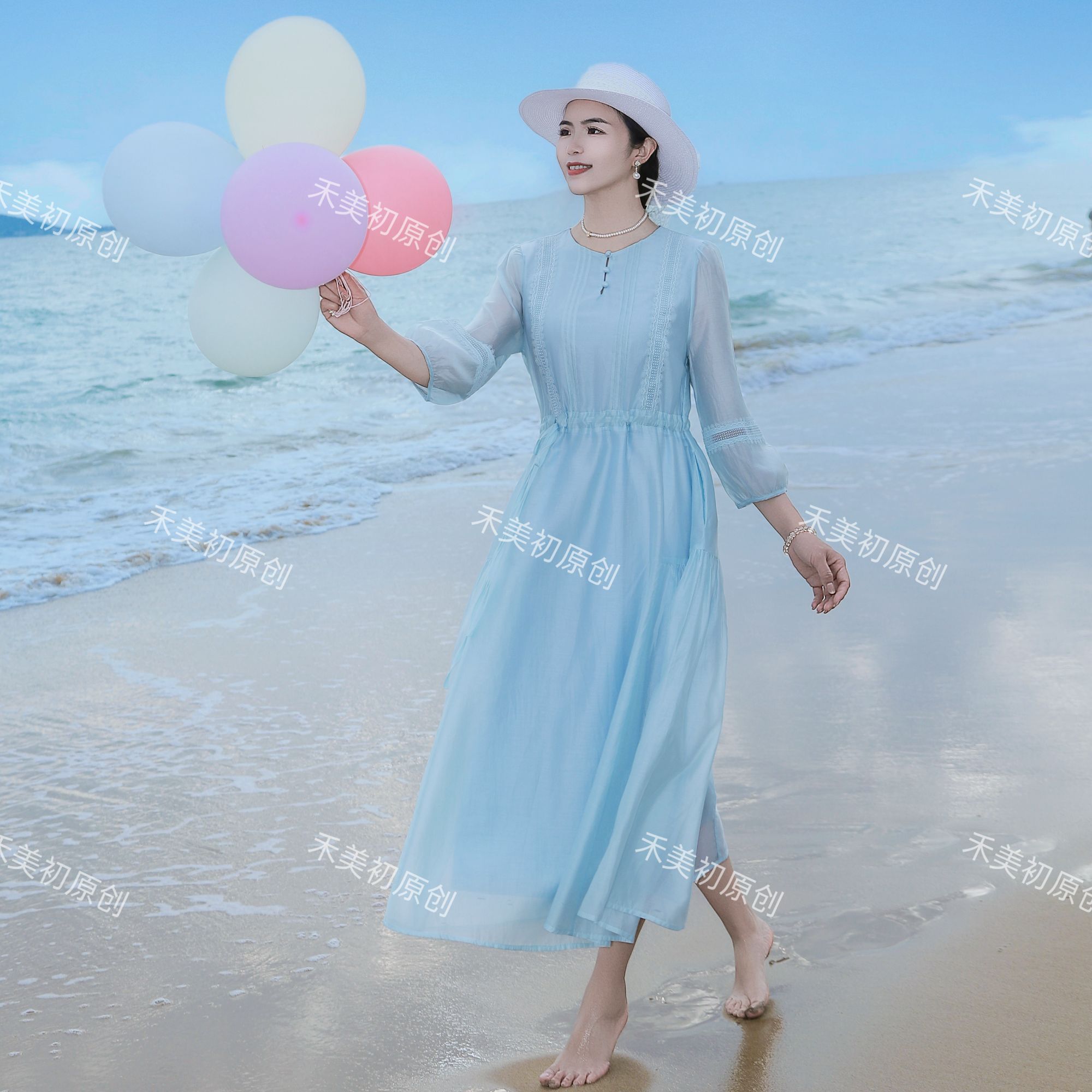 花仙子（8019）2026新款夏季新中式气质文艺莱赛尔天丝仙女裙连衣裙