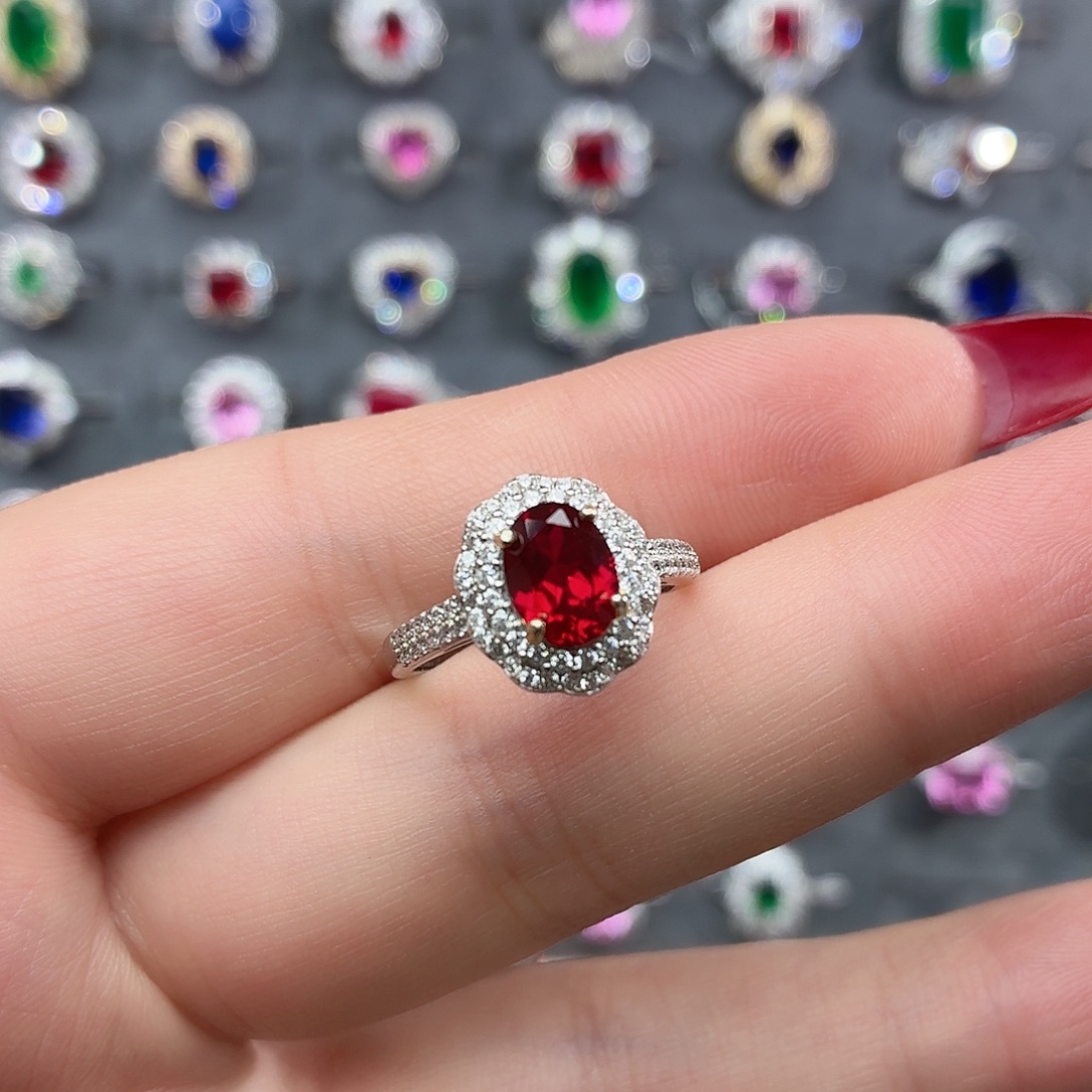 925银培育鸽血红色宝石