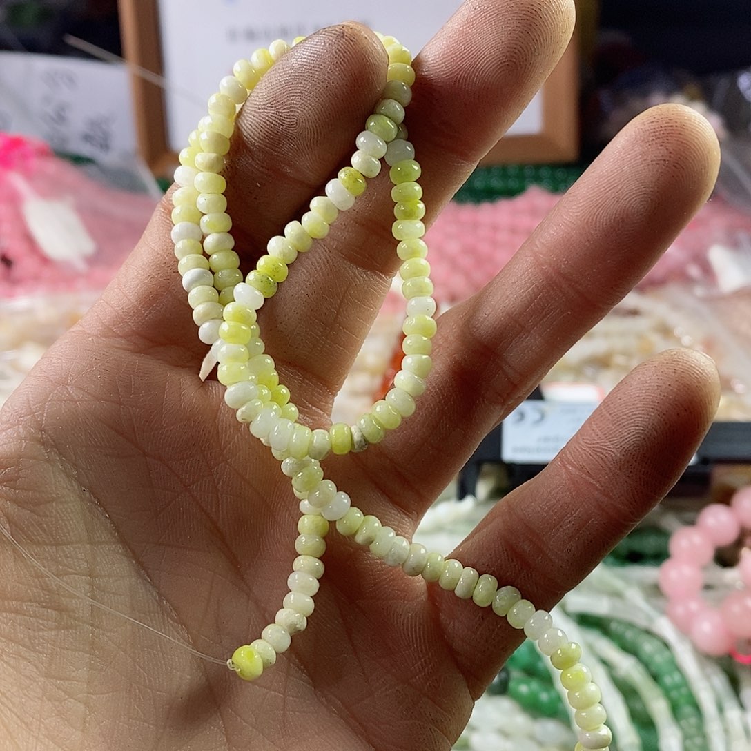 玛瑙/玉髓珠宝半成品合金一条天然4mm菜花玉隔片A234