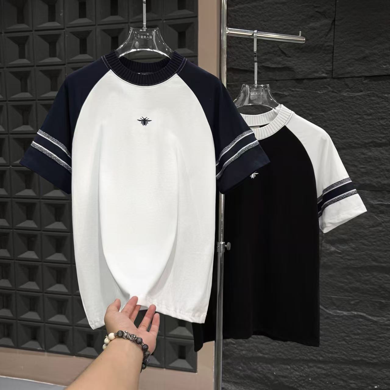 CB-A18472-夏季时尚贴布刺绣拼接短袖