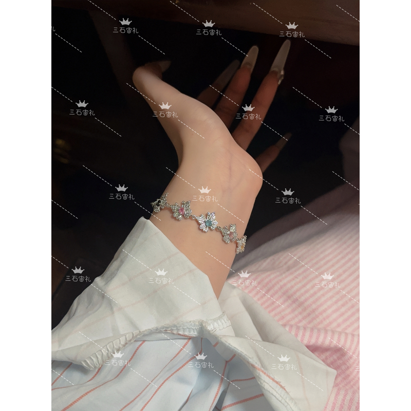 三石宙礼 彩色水晶碧玺锆石手链女款轻奢小众设计