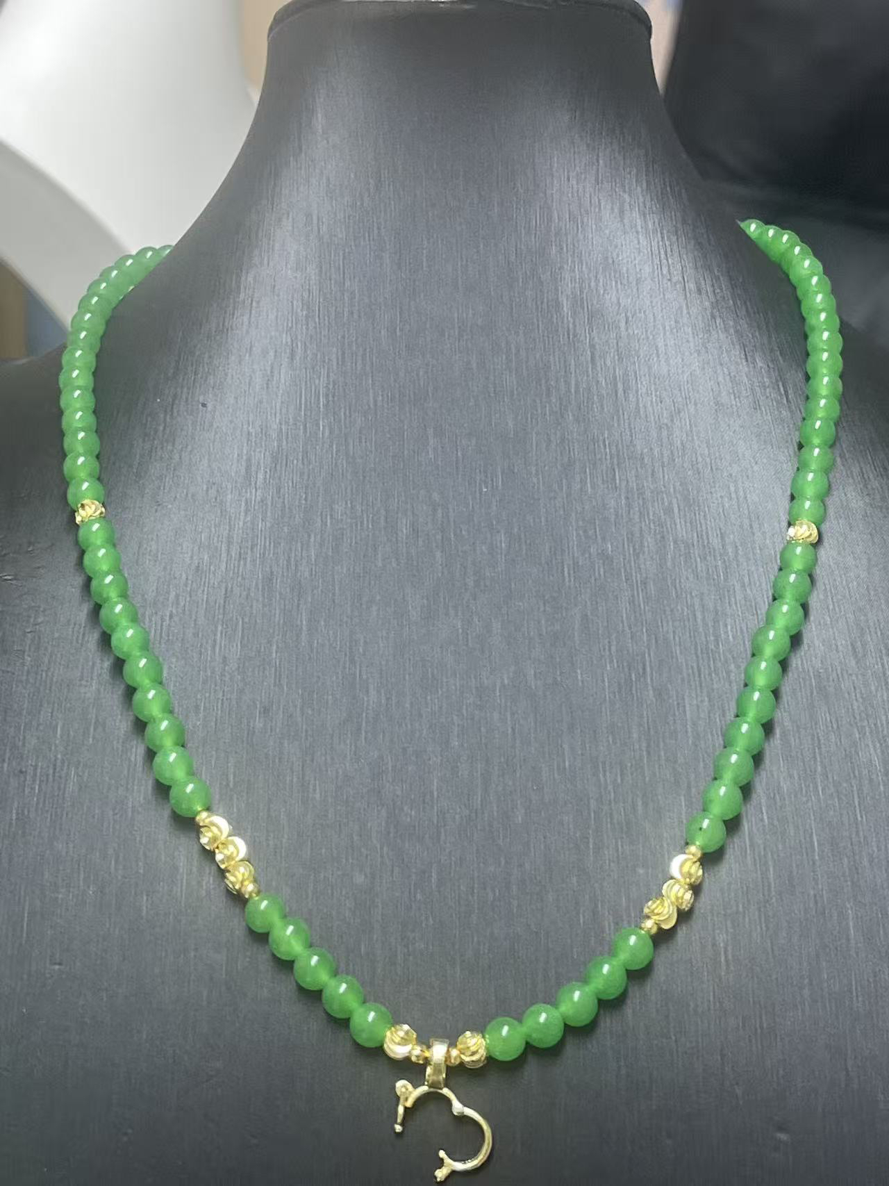 翡翠项链14k金6mm