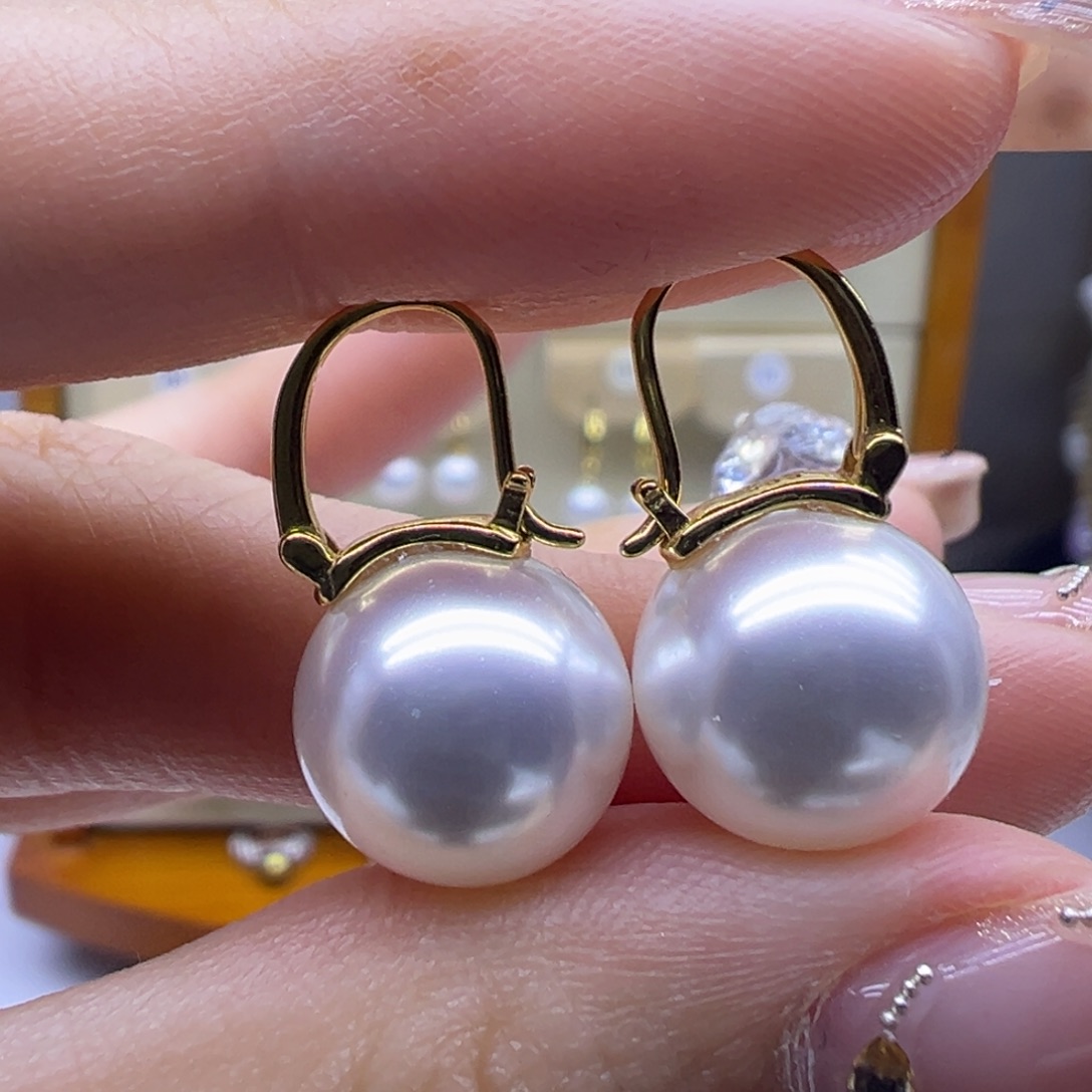 银S925镶嵌淡水珍珠耳饰