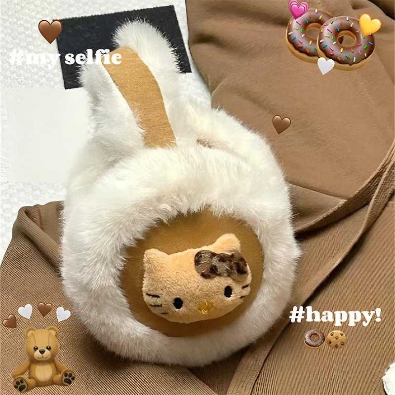  【新人专享】韩版卡通可爱豹纹kitty毛绒耳罩冬季保暖ins小众秋冬