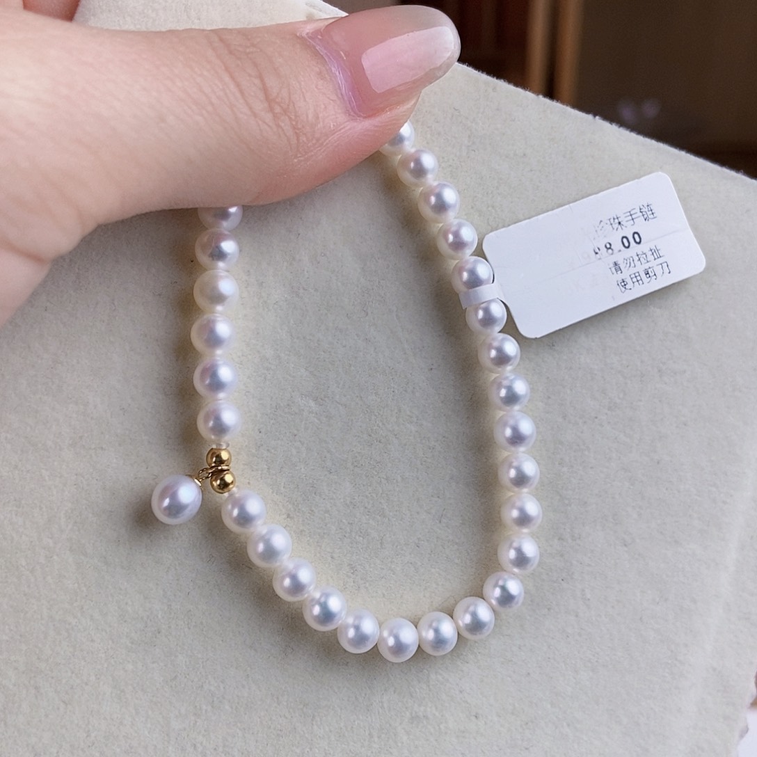 淡水珍珠手绳18K金镶嵌