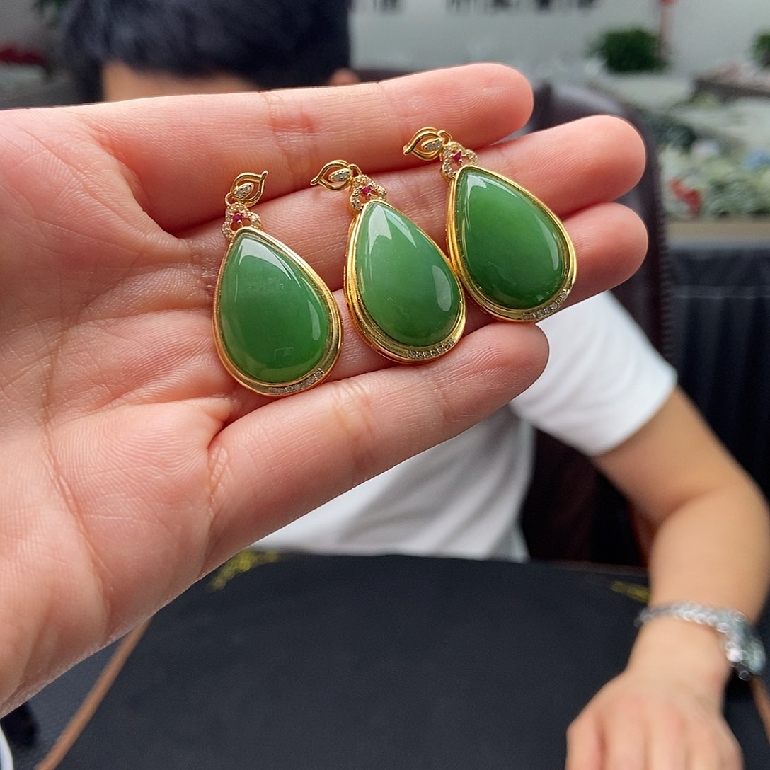 和田玉银S925镶嵌颈饰款式4 颜色多样性发拍一发一