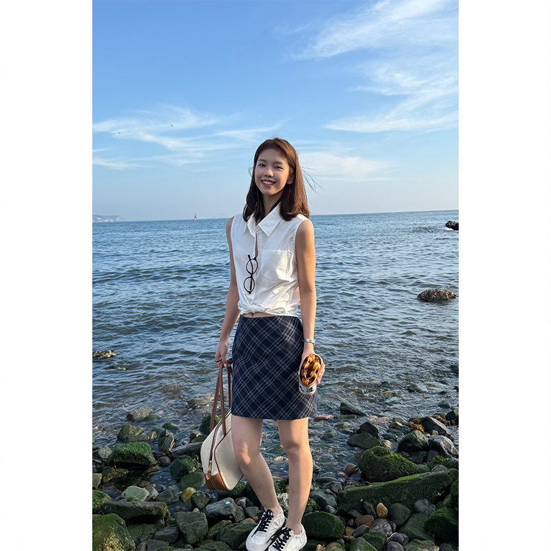 Tuuuh【窗影集】复古斜格纹半身裙女夏季百搭显瘦半身裙B36340TU53