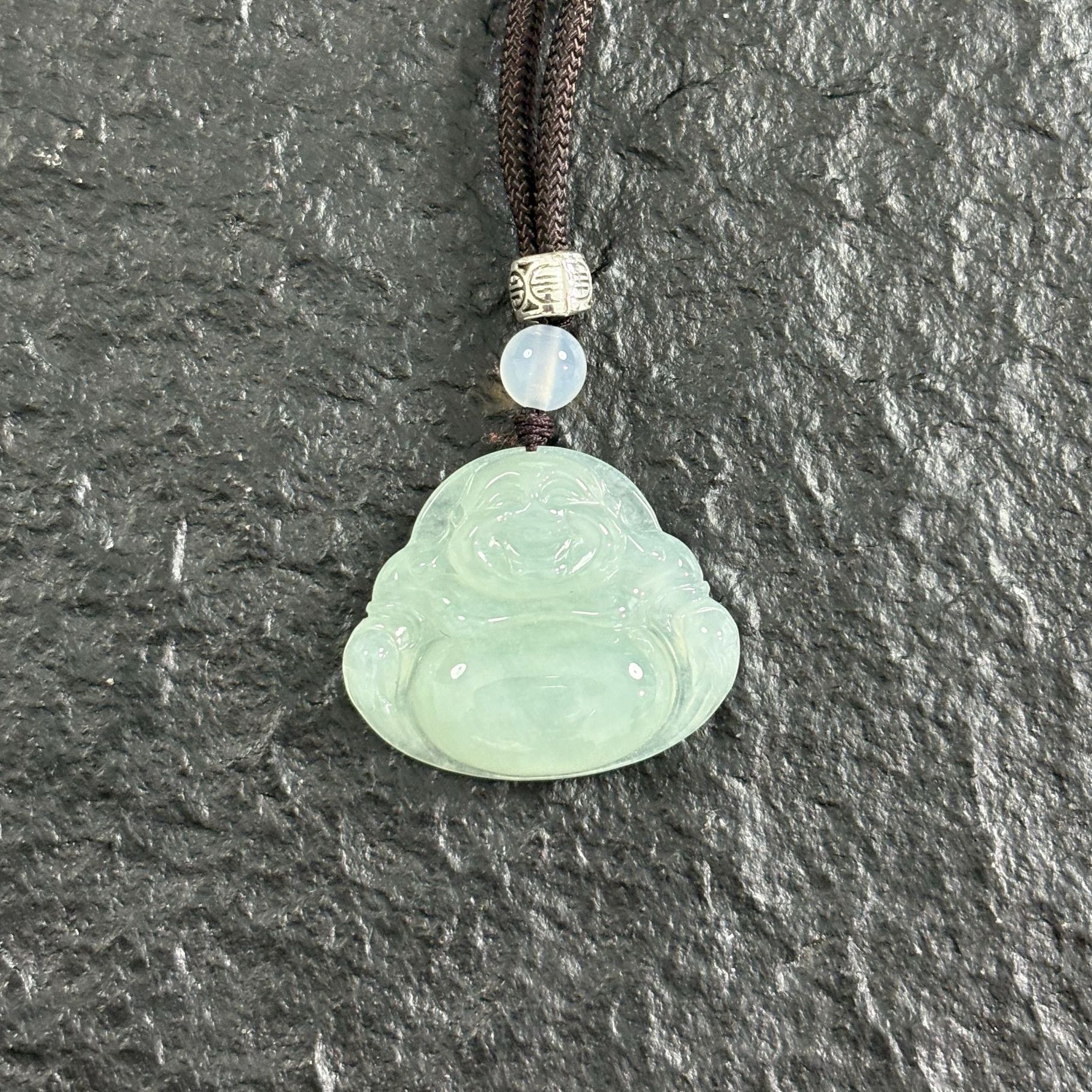 缅甸天然翡翠A货果绿色满色冰透佛吊坠6348