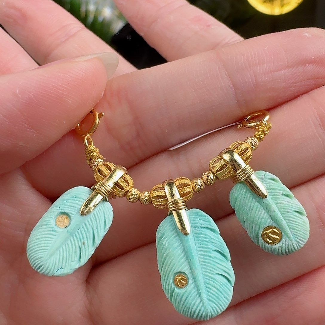 绿松石珠宝奇石18K金镶嵌