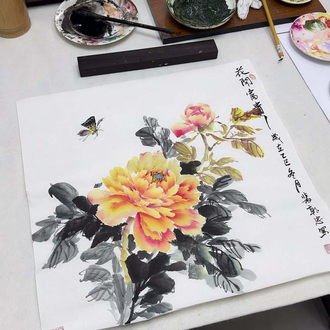 国画国画立体兰花