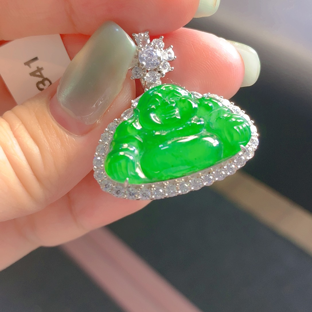 翡翠颈饰银S925镶嵌翡翠