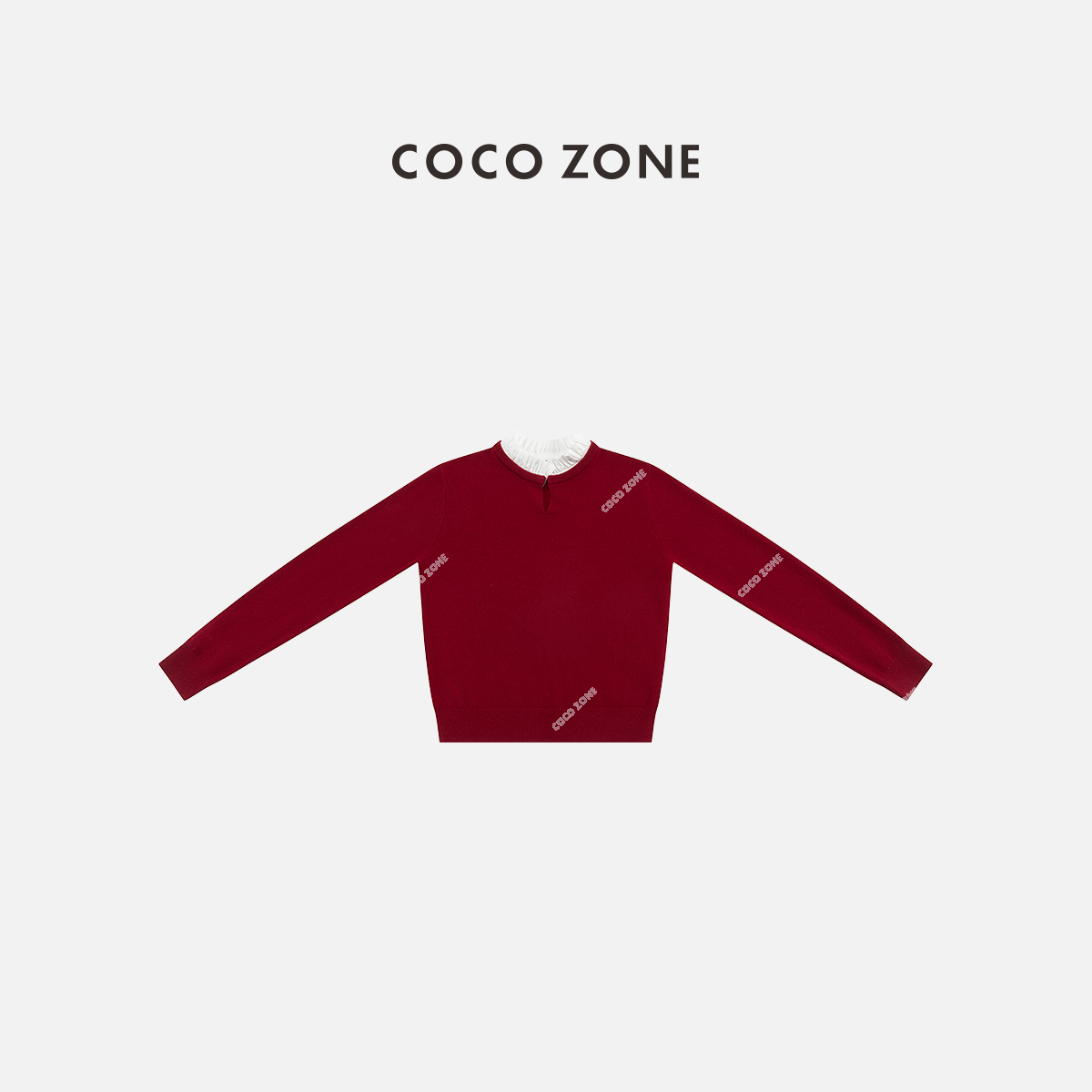 COCO ZONE 刘一一早春新款可拆卸领子长袖套头针织衫CC1D2908