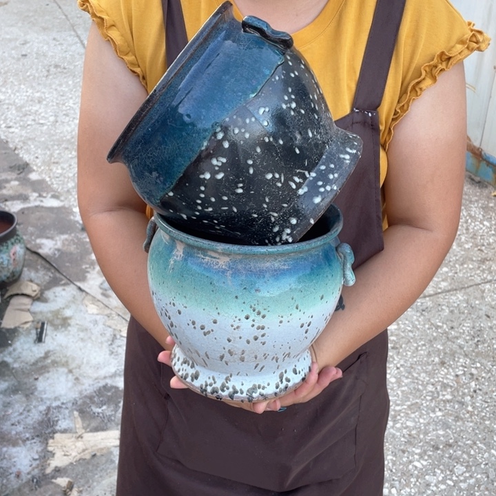紫砂花盆口18高18瑕疵瑕疵