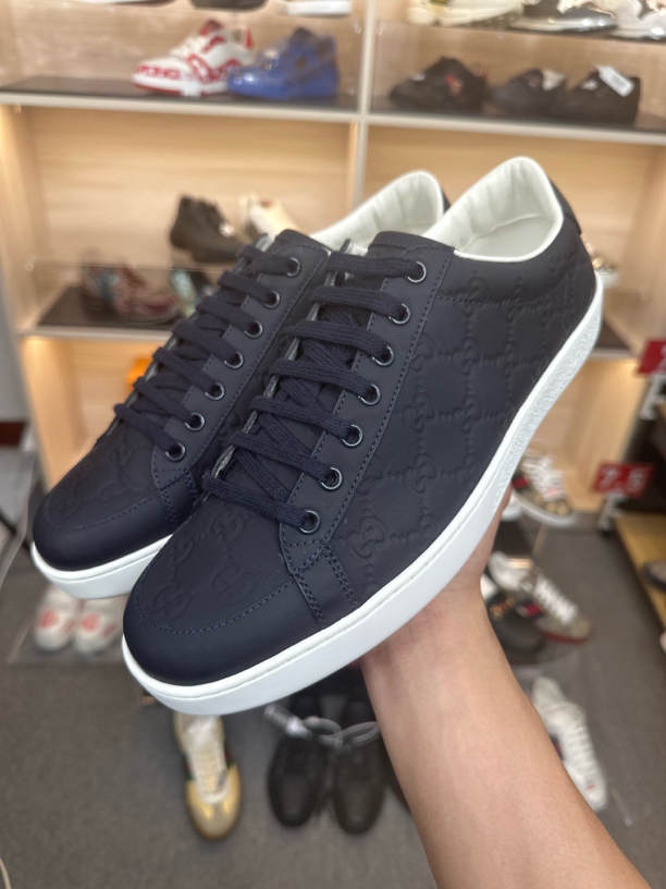 99新 GUCCI/古驰 古驰/GUCCI黑蓝色ACE板鞋