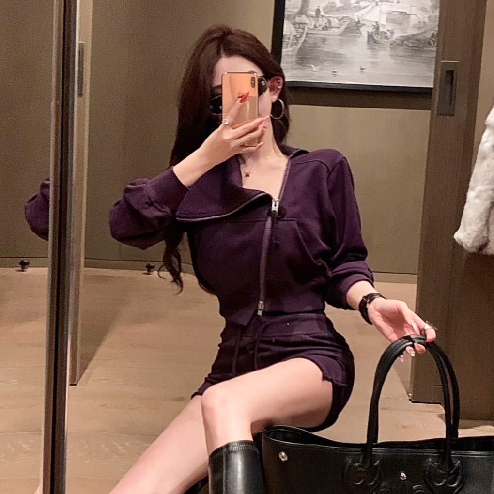 GUIDI GUDI【紫爆爆】两件套拉链上衣+裤子套装汉服 D9430283H