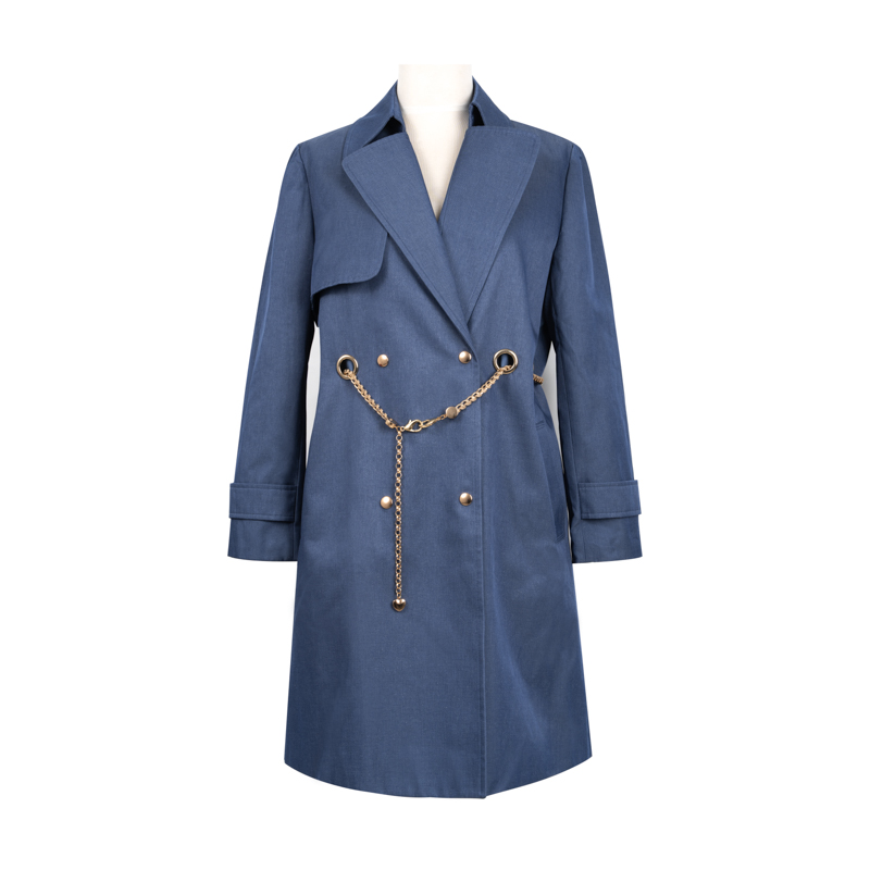 【专柜同款】春季长款西装领女风衣气质双排扣大衣外套EF3246341239