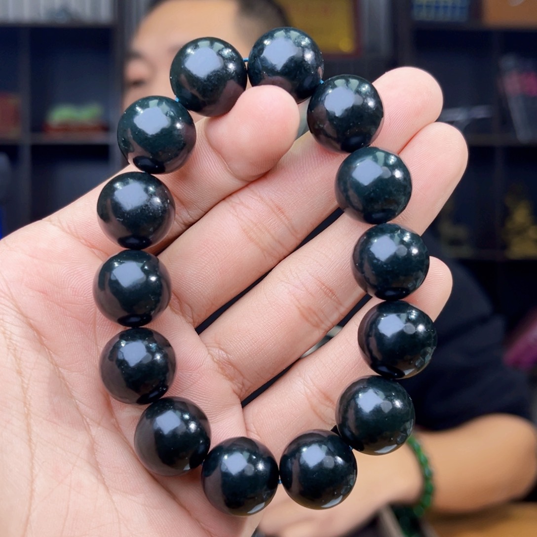 和田玉未镶嵌手串天然和田玉新疆塔县皮勒村黑青卡16