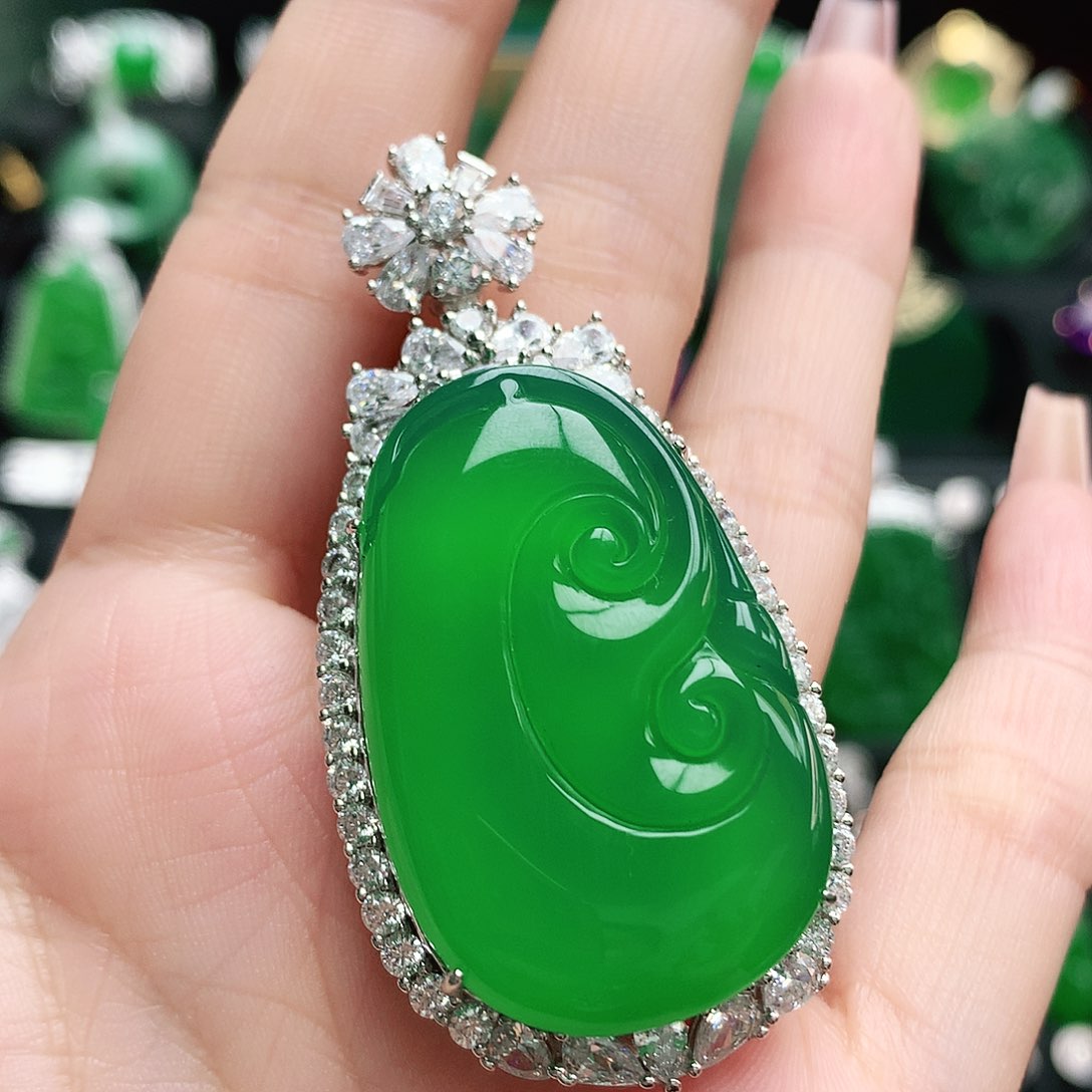 玛瑙/玉髓吊坠银S925镶嵌