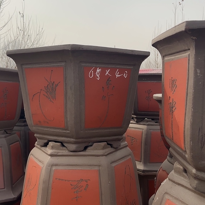 紫砂花盆口65高40