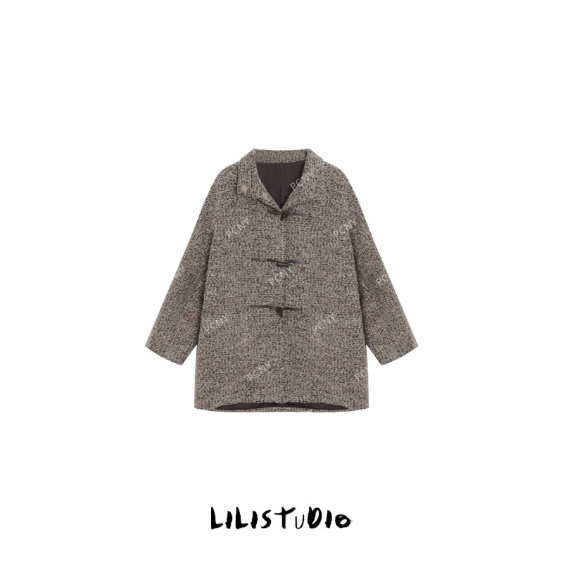 「墨纹牛角扣」不理理冬季新款小众女装宽松百搭设计感休闲外套